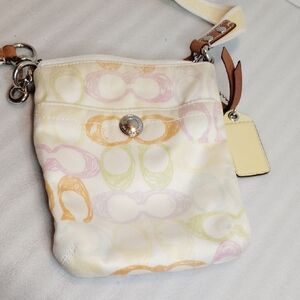 Coach Multicolor Scribble Logo Crossbody Cream Color